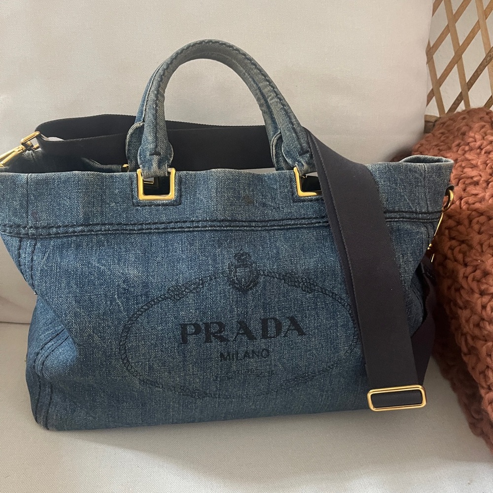 Prada Denim Shopping Tote (Large) - Picture 2 of 16